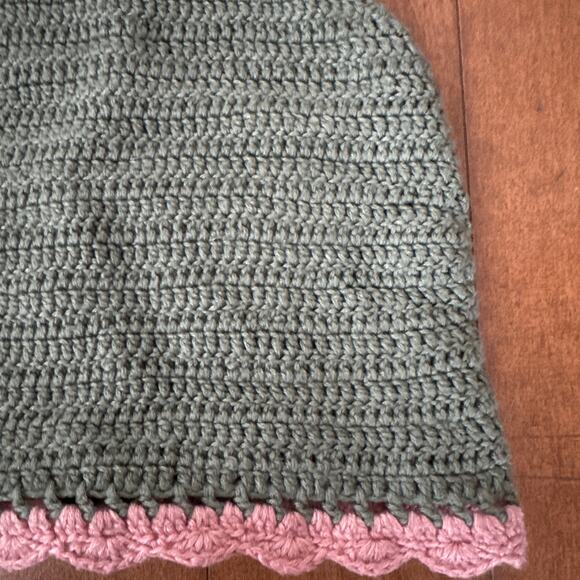 zara crochet crop top in green with pink trim size medium - Picture 6 of 10